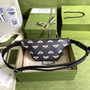 Gucci �?75181 GG belt bag with Bee print Black leather