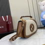 Gucci Blondie small top handle bag in beige cotton brown leather 815714