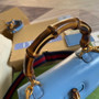 Gucci 675797 Bamboo1947 small top handle bag Blue Leather - Default Title - View 6