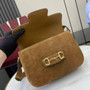 Gucci Horsebit 1955 Aura small shoulder bag, 847063 brown suede