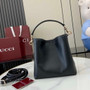 Gucci GG Emblem small bucket bag 815118 in black leather