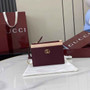 Gucci GG Marmont card case in Rosso Ancora red and pink leather ‎837966 - Default Title - View 1