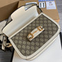 Gucci 602204 Horsebit 1955 shoulder bag Beige with white leather - Default Title - View 7