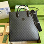 Gucci ‎674155 Medium tote with Interlocking G Black leather - W36cm x H38.5cm x D12cm / Black - View 1