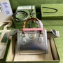 Gucci 702732 Diana mini tote bag Silver leather