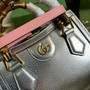 Gucci 702732 Diana mini tote bag Silver leather