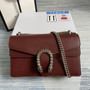 Gucci 400249 Dionysus small shoulder bag leather wine red - Default Title - View 1