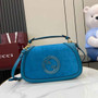 Gucci Blondie medium top handle bag 815719 in blue suede
