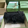 Gucci 443497 GG Marmont small matelassé shoulder bag Black patent - Default Title - View 1