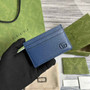 Gucci 657588 GG Marmont card case blue leather