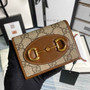 Gucci 621887 Horsebit 1955 card case wallet Brown canvas