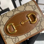 Gucci 621887 Horsebit 1955 card case wallet Brown canvas
