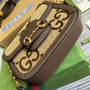 Gucci ‎658574 Horsebit 1955 jumbo GG mini bag Camel and ebony jumbo GG canvas - Default Title - View 5