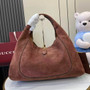 Gucci Softbit maxi shoulder bag, ‎837466 in dark brown suede