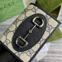 Gucci 621887 Horsebit 1955 card case wallet Blue leather