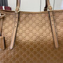 Gucci GG Emblem large tote bag 847455 in Brown GG leather