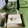 Gucci �?03848 Horsebit 1955 top handle bag White leather