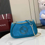 Gucci Blondie small shoulder bag in blue suede 815715