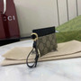 Gucci GG Emblem card case with strap 819121 beige and black fabric