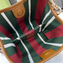 Gucci GG Emblem small bucket bag 815118 in beige and dark brown fabric