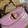 Gucci 675797 Bamboo1947 small top handle bag Crocodile Purple - Default Title - View 6