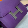 Hermes Constance Slim Wallet Dark Purple Epsom Leather Silver H082061 - Default Title - View 5