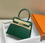 Hermes Kelly Bag 20 Green Crocodile Leather Gold Hardware H7302 - Default Title - View 3