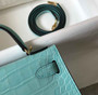 Hermes Kelly Mini II Bag 19 Blue Crocodile Leather with Gold Hardware - Default Title - View 5