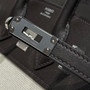 Hermès Birkin Bag 25cm Black Swift Leather Canvas Silver Hardware - Default Title - View 6