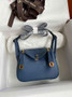 Hermes Lindy Mini Bag Blue Togo Leather Gold Hardware H8620 - Default Title - View 1