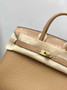 Hermès Birkin Bag Apricot Crocodile Togo Gold Hardware H8609 - W25×H20×D13cm - View 5