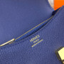 Hermes Constance Slim Wallet Navy Blue Epsom Leather Gold H082088 - Default Title - View 9