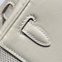 Hermès Birkin Bag 25cm White Swift Leather Canvas Silver Hardware - Default Title - View 6