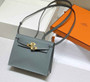 Hermès Kelly Danse II blue green Evercolor leather with gold - Default Title - View 1