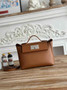 Hermès 24/24 Mini Bag Evercolor Swift Leather Brown Silver - Default Title - View 1