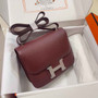 Hermes Constance Bag 19 Wine Red Epsom Leather Silver H083922 - Default Title - View 3