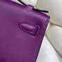 Hermes Kelly Bag 22 Purple Swift Leather Silver Hardware - Default Title - View 8