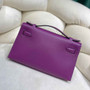 Hermes Kelly Bag 22 Purple Swift Leather Silver Hardware - Default Title - View 4
