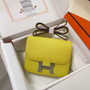 Hermes Constance Bag Yellow Epsom Leather Silver H2503 - Default Title - View 1
