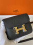 Hermes Constance Slim Wallet Black Epsom Leather Gold H082092 - Default Title - View 1