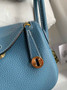 Hermes Lindy Mini Bag Blue Togo Leather Gold Hardware H8614 - Default Title - View 4