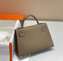 Hermes Kelly Mini II Bag Dark Gray Epsom with Silver Hardware 19 - Default Title - View 2