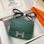 Hermes Constance Bag 19 Dark Green Epsom Leather Silver H083929 - Default Title - View 1