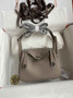 Hermes Lindy Mini Bag Gray Togo Leather Silver Hardware H8613 - Default Title - View 1