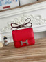 Hermes Constance Epsom Leather 19cm Red Silver H082226 - Default Title - View 1