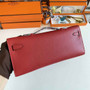 Hermès Kelly Cut Clutch 31cm Epsom Leather Red Silver - Default Title - View 3