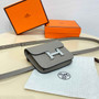 Hermes Constance Slim Wallet Gray Epsom Leather Silver H082067 - Default Title - View 4