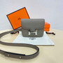 Hermes Constance Slim Wallet Gray Epsom Leather Silver H082067 - Default Title - View 1