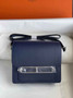 Hermès Mini Roulis Bag Navy Blue Evercolor Silver Hardware H50311 - Default Title - View 1