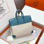 Hermès Birkin Bag 25cm Blue Swift Leather Canvas Silver Hardware - Default Title - View 2